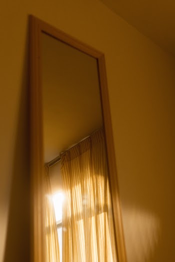 Rectangular Mirror With Brown Frame