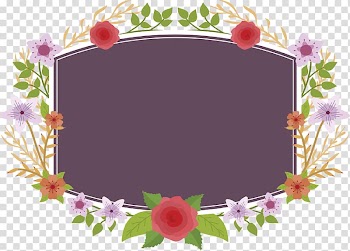 Rectangular purple and multicolored floral frame illustration, Adobe Illustrator Computer file, Romantic flower border transparent background PNG clipart