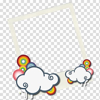 Rectangular white and blue cloud accent frame transparent background PNG clipart