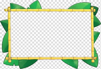 Rectangular yellow and green bamboo frame , Hawaiian Jekyll Island Tiki , Jungle Frames transparent background PNG clipart