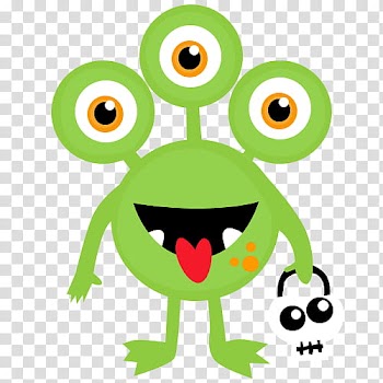 Recursos Halloween, green -eyed monster carrying skull basket illustration transparent background PNG clipart