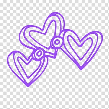Recursos para PSC, drawing of three purple hearts transparent background PNG clipart
