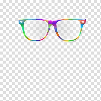 Recursos para un video tutorial, green, yellow, and blue rainbow framed wayfarer style eyeglasses transparent background PNG clipart