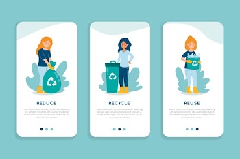 Recycle onboarding app screens Free Vector