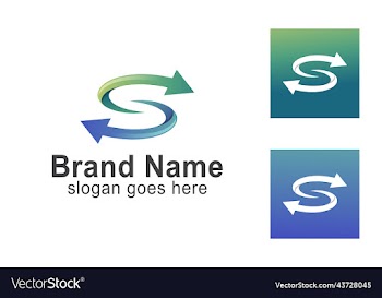 recycled letter s with arrow icon for identity