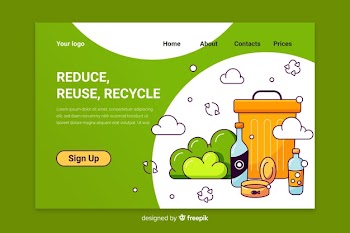 Recycling garbage landing page template Free Vector