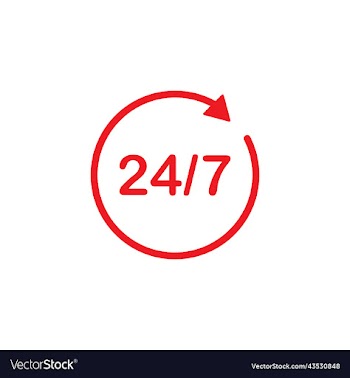 red 24 hours service line icon