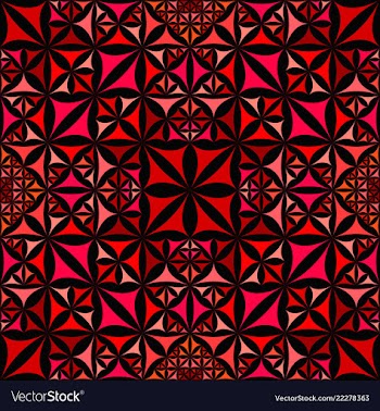 Red abstract repeating curved shape kaleidoscope vector image