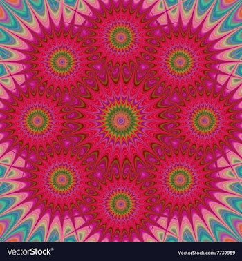 Red abstract star fractal mandala design vector image