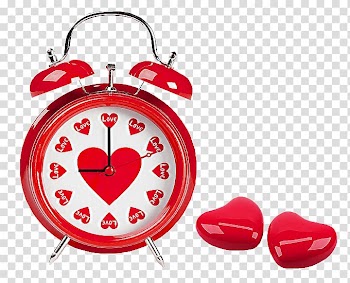 Red alarm clock , Heart Alarm clock , Red Hearts Love Clock transparent background PNG clipart