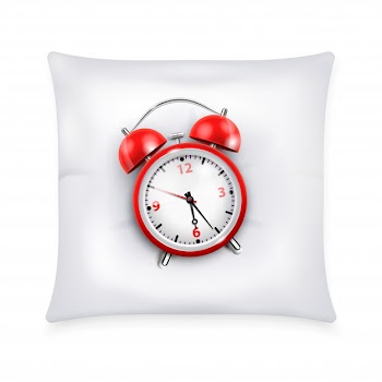 Red alarm clock with two bells in retro style on white pillow  realistic design concept illustration Free Vector