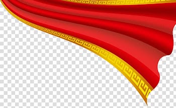 Red and beige curtail , Yellow Red ribbon, ribbon transparent background PNG clipart