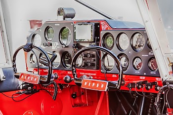 Red and Black Airplane Cockpit