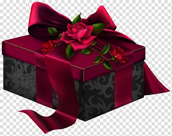 Red and black gift box, Box Gift Rosaceae Rectangle, Red and Black 3D Present with Roses transparent background PNG clipart
