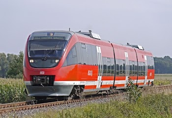 Red and Black Train Near Trees