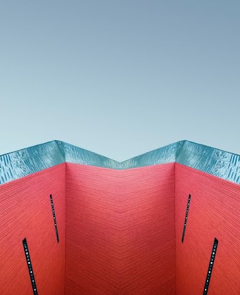 red and blue architectural photography