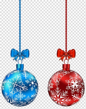 Red and blue baubles illustration, Christmas ornament Christmas Day, Blue and Red Hanging Christmas Balls transparent background PNG clipart