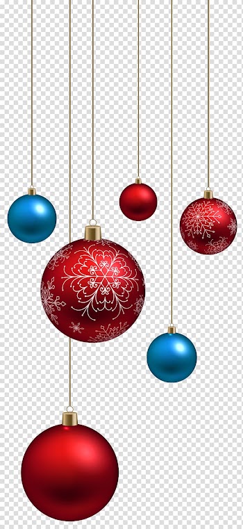 Red and blue baubles, Santa Claus Christmas ornament , Red and Blue Christmas Balls transparent background PNG clipart