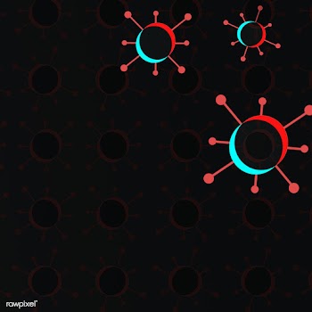 Red and blue coronavirus cells on a black background | Free  illustration - 2317237