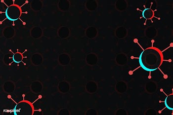 Red and blue coronavirus cells on a black background | Free  illustration - 2317241