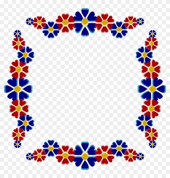 Red And Blue Floral Frame - Red And Blue Frame Png