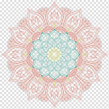 Red and blue floral mandala illustration, Circle Motif Pattern, Vintage circular pattern transparent background PNG clipart