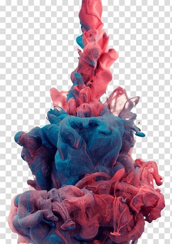Red and blue ink bomb, Ink Color Art, Colored smoke transparent background PNG clipart