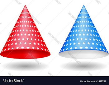  					Red and Blue Party Hats vector image														