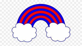 Red And Blue Rainbow With 2 Blue Clouds Clip Art At - Red And Blue Rainbow