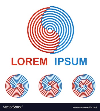 Red and blue round technology logo design set vector image