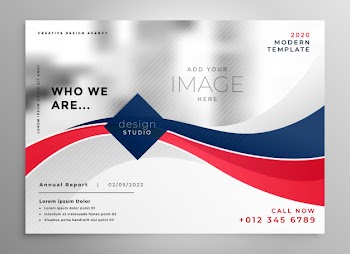 Red and blue wavy business brochure design template Free Vector