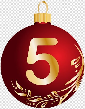 Red and brown 5 painted baubles illustration, Bronner's Christmas Wonderland Christmas ornament Christmas decoration Christmas tree, Christmas Ball Number Five transparent background PNG clipart