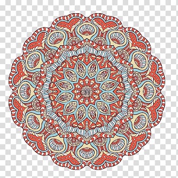 Red and brown flower illustration, Motif Mandala Islam, Colorful Islamic motifs transparent background PNG clipart