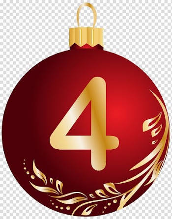 Red and gold bauble art, Christmas Ball , Christmas Ball Number Four transparent background PNG clipart
