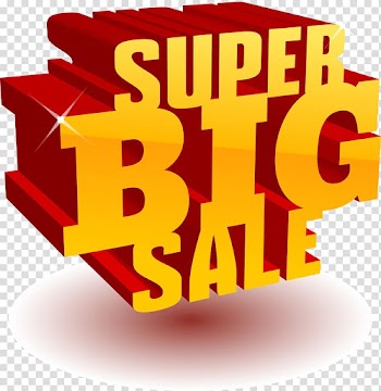 Red and gold Super Big Sale 3D signage, Sales Advertising Banner Discounts and allowances, sale promotional perspective tag transparent background PNG clipart