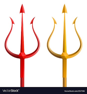 Red and gold trident on a white background vector image