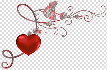 Red and gray floral heart , Heart , Red Heart Decor transparent background PNG clipart