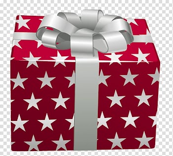 Red and gray gift box illustration, Red Gift wrapping, Red Gift Box with Stars transparent background PNG clipart