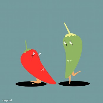 Red and green chilies cartoon character vecto.. | Free stock vector - 538674