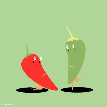 Red and green chilies cartoon character vecto.. | Free stock vector - 538722