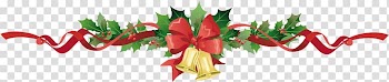 Red and green Christmas decor art, Christmas Garland Bells transparent background PNG clipart