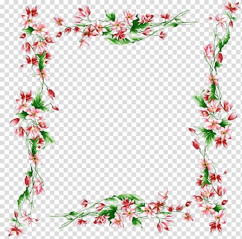 Red and green floral frame illustration, Border Flowers Rose , psd transparent background PNG clipart