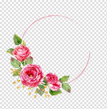 Red and green floral headdress, Flower Watercolor painting frame , Peony Art Wreath transparent background PNG clipart