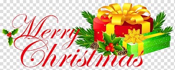 Red and green Merry Christmas , Christmas , Merry Christmas with Presents transparent background PNG clipart