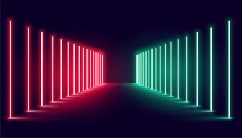 Red and green neon light stage Free Vector