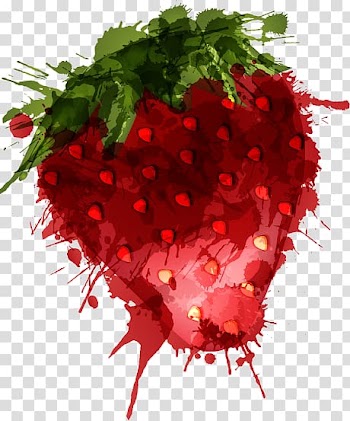 Red and green strawberry illustration, Aedmaasikas Watercolor painting Illustration, Hand-painted strawberry transparent background PNG clipart