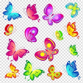 Red and multicolored butterfly , Butterfly , Creative colorful butterfly transparent background PNG clipart