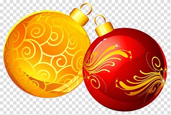 Red and orange Christmas baubles , Christmas ornament Santa Claus Christmas tree, Christmas Yellow Red Ornaments transparent background PNG clipart