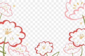 Red and pink blossom transparent png border frame