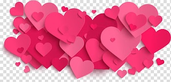 Red and pink hearts illustration, Three-dimensional geometric heart transparent background PNG clipart